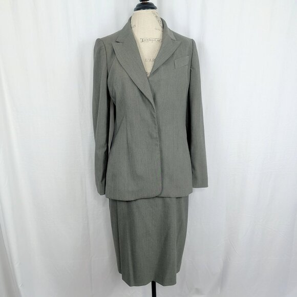 Vintage Escada Skirt Medium Gray Pencil Career - Picture 9 of 10